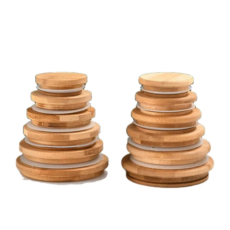 Bamboo Wood Seal Lid for Glass Jar Airtight Canister Pot Bottle Cup Cover Lid