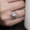 Huitan Fashion Twisted Dainty Shiny Round Zircon Thin Anillos Double Lines Lady Women Rose Gold Silver Fashion Wedding Rings