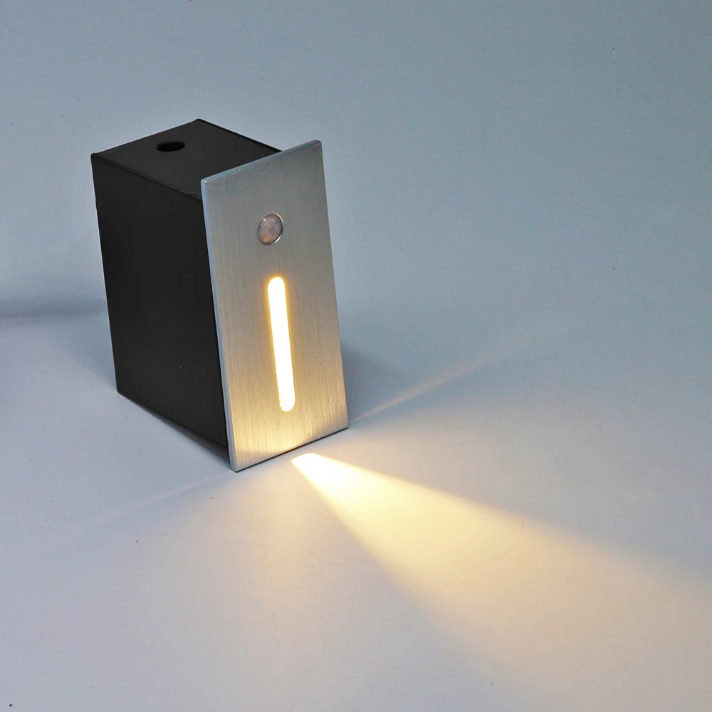 Ip65 Outdoor Induction Stair Light Wall Recessed Narrow Beam Aluminum LED Deck Step Light Indoor Wall Lighting