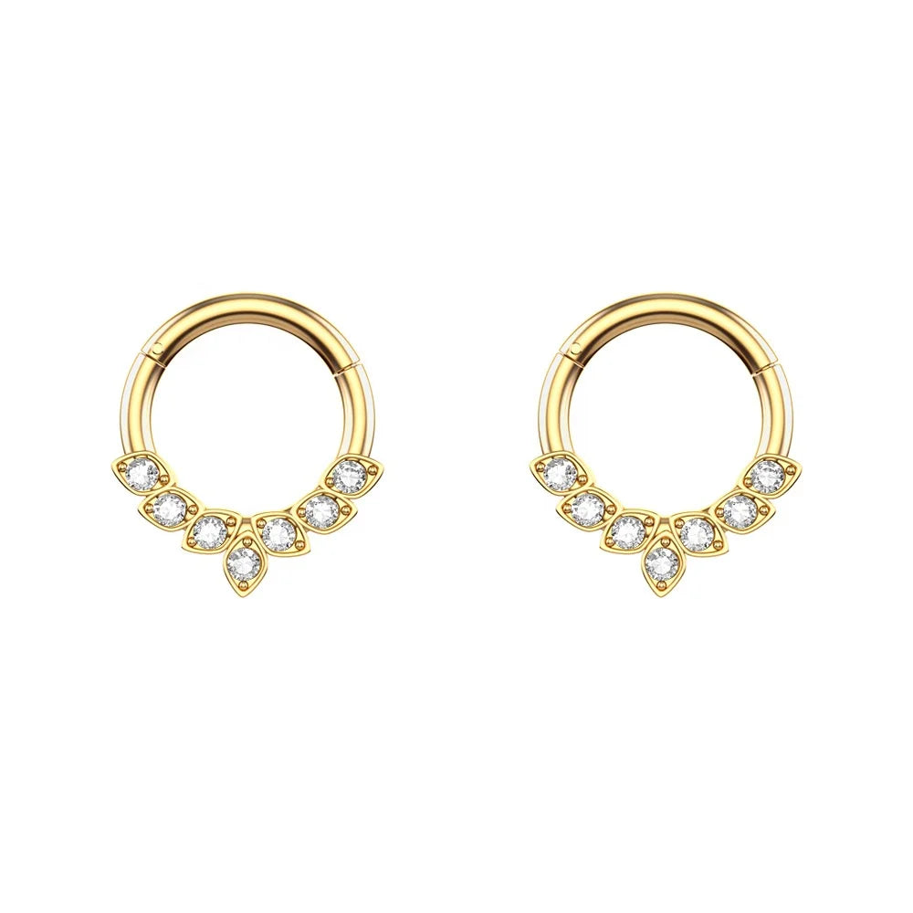 Wholesale Stainless Steel Body Piercing Jewellery Shiny Diamond Nose Piercing Hoop Ring Gold