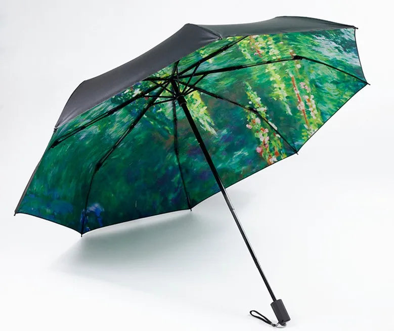 Sunshade  3 Fold  Umbrella Customized Inside Digital Printing Lady Fashion  Folding Umbrella