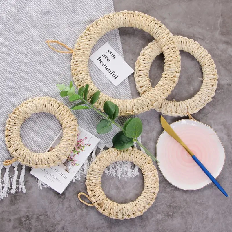 Japanese Handmade Straw Woven Corn Husk Set Kitchen Heat Insulation and Anti-scalding Placemat Bowl Pan Pan Mat