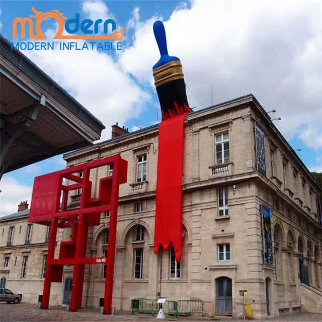 Giant Inflatable Balloon Handle Painting Brush Sculptures 210D Oxford Cloth 5m Size Electric Air Pump Digital Printing