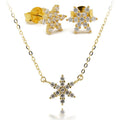 Wholesale Genuine 18K Solid Gold Jewelry Set Charms Chain Necklace Stud Earring with 5A CZ Stones AU750 for Women