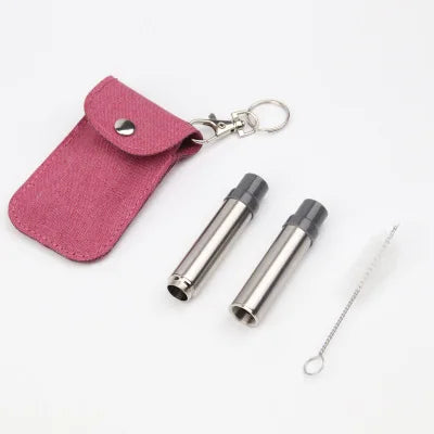 Travel Pocket Size Reusable Stainless Steel Telescopic Straws Milk Tea Straw