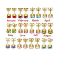Stainless Steel Earrings Zircon December Birthday Stone Studs Earring Lovers' Best Friend Gift Earrings Jewelry Women