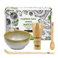 Hot Selling Matcha Whisk Set Bamboo Tea Spoon Handmade Matcha Tea Bowl and Whisk Holder 4 Pieces Matcha Starter Tools