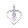 Wholesale Custom 925 Sterling Silver Heart Pendant for Women Rhodium Plated with Romantic Pink Diamond & Opal for Gift MegaBDM