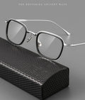 Business Square Pure Titanium Glasses for Men Fashion Acetate Optical Frame with Titanium Combine Glasses