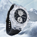 Fashion  Chronograph Sport Men Watches Luxury Acrylic Transparent case 3ATM Waterproof Male Quartz Watch