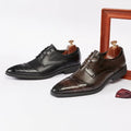 Comfortable Men's Brogue Shoes Pointed Toe Lace-up Anti-slip Waterproof Light Features for Autumn Casual Office Formal Wear