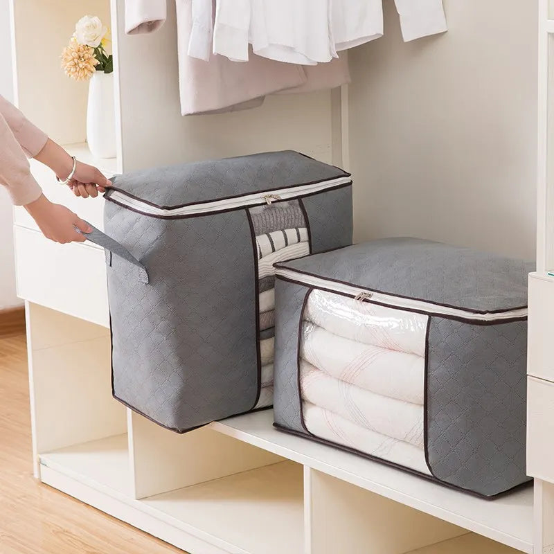 6 Pack 90L Clothes Storage Foldable Blanket Storage Bags Storage Containers for Organizing Bedroom