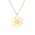 Women Golden Pendant Necklace the Bigbang Theory Atom Physics Chemistry Science Stainless Steel Choker Chain Necklaces