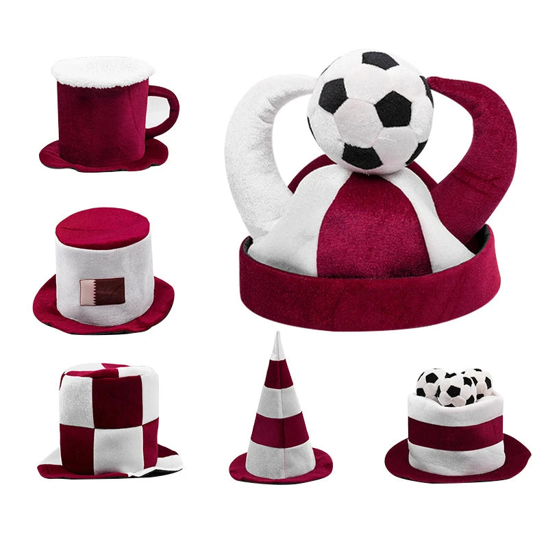 World Football Fan Velvet Flag Fan Party Hat Cheer Props Carnival Hat Soccer Sports Hat Football Cup Flag Cap