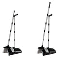 DOOSO Self-Cleaning with Dustpan Teeth Upgrade Broom and Dustpan Set Indoor Outdoor Sweeping