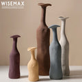 WISEMAX FURNITURE Modern Home Decor Tall Cylinder Shape Brown Ceramic Table Vase for Hotel Bedroom