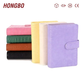 A6 A7 Croc Leather Hardcover 6 Ring Budget Binder for Card Money Zipper Cash Envelopes As Budgeting Journal & Wallet Binder