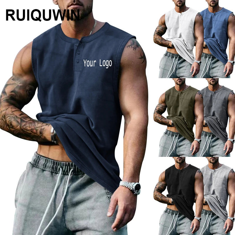 RUIQUWIN Summer New Plus Size Sports Fitness Vest Men's Quick Drying Breathable Sleeveless T-Shirt Custom Vest