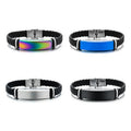 Custom Laser Logo Simple Style Titanium Steel Braided Leather Bracelet for Couples