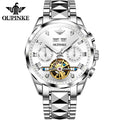 Oupinke 3186 Oem Popular Products Men Mechanical Watch Green Dial Calendar Display Business Luxury Design Men WristWatch