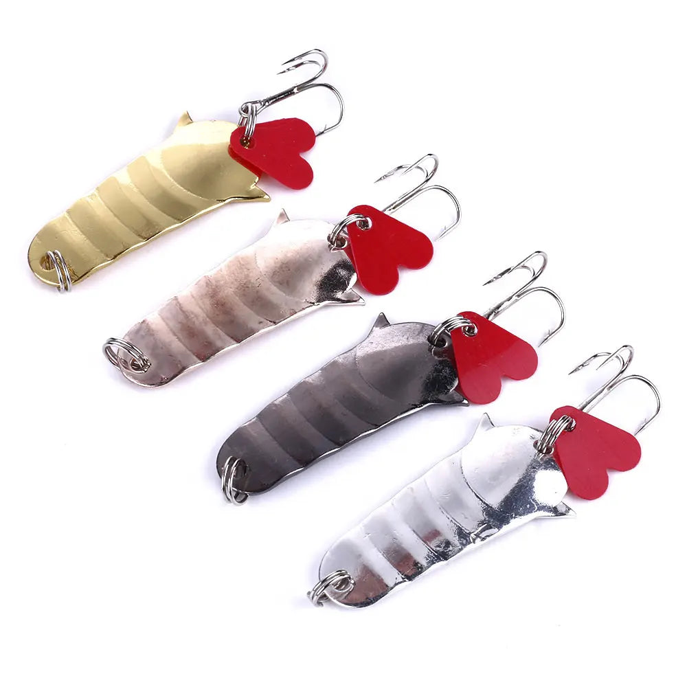Wholesale SP013 5cm 11.7g Metal Sequin Spinner Baits Spoon Fishing Lures with Red Heart Blade