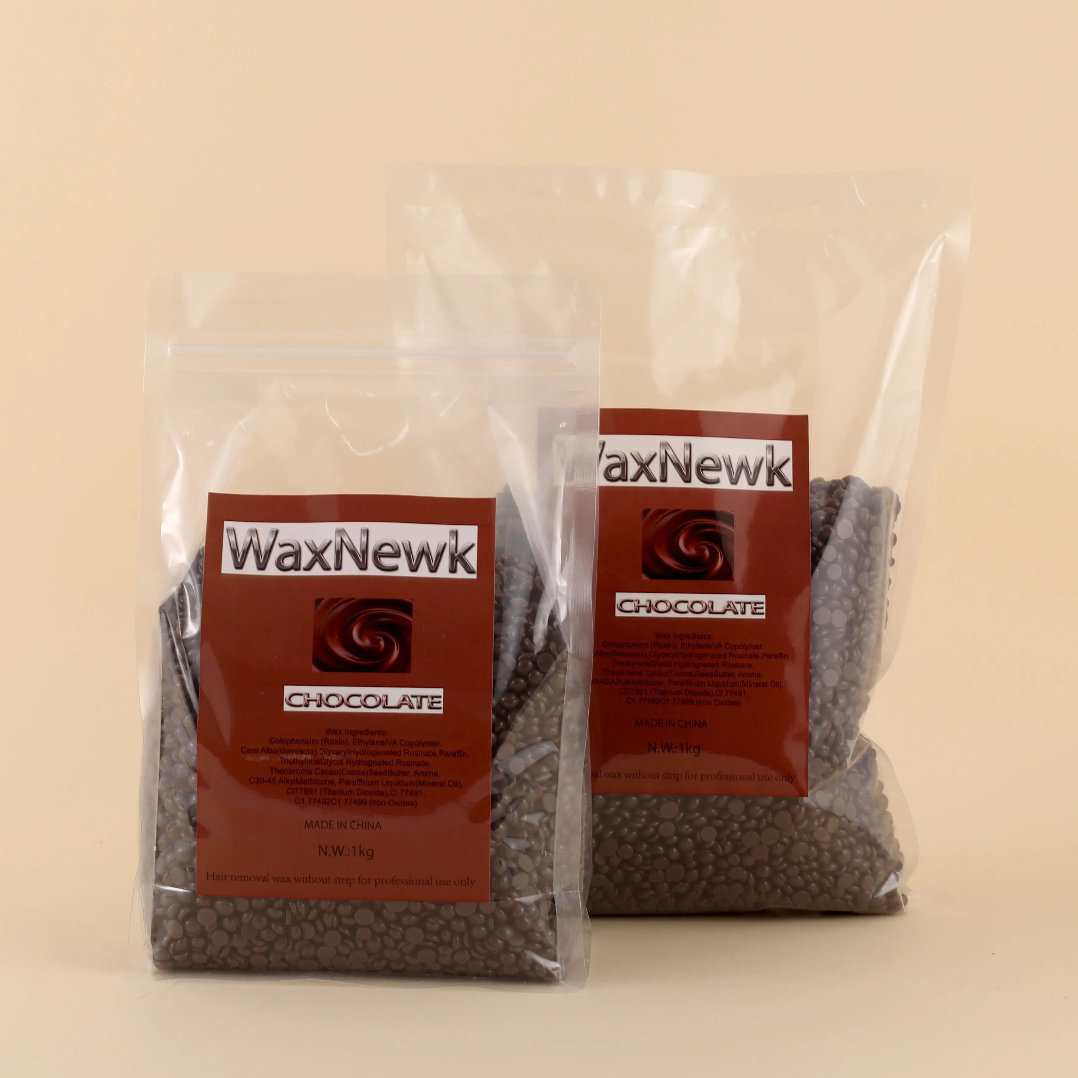 WaxNewK 2.2LB Private Label 1KG Chocolate Painless Brazilian Hard Wax Beans for Leg Hair Removal Bulk Beans for Sale