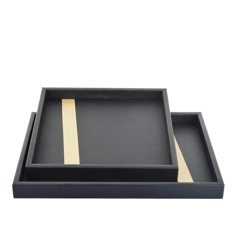 Premium Laserable Horse Logo Pu Leather Tray Portable Jewelry Watch Phone Coin Gaming Accessory Storage Tray for Office Table