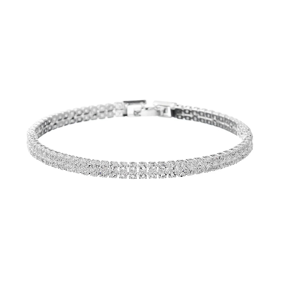 Simple Statement Silver Bracelet Women Jewelry Austrian Crystal Bracelets & Bangles for Party Wedding