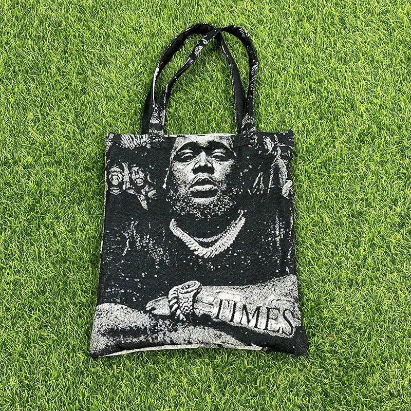 Custom Tapestry Tote Bag Jacquard Woven Rod Wave Bag Reusable Shopping Bag