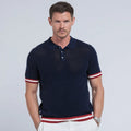 Men's 100% Cotton Short Sleeve Crew Neck Pullover Sweater Tee Black Textured Knit Breathable with Solid Pattern Wholesale