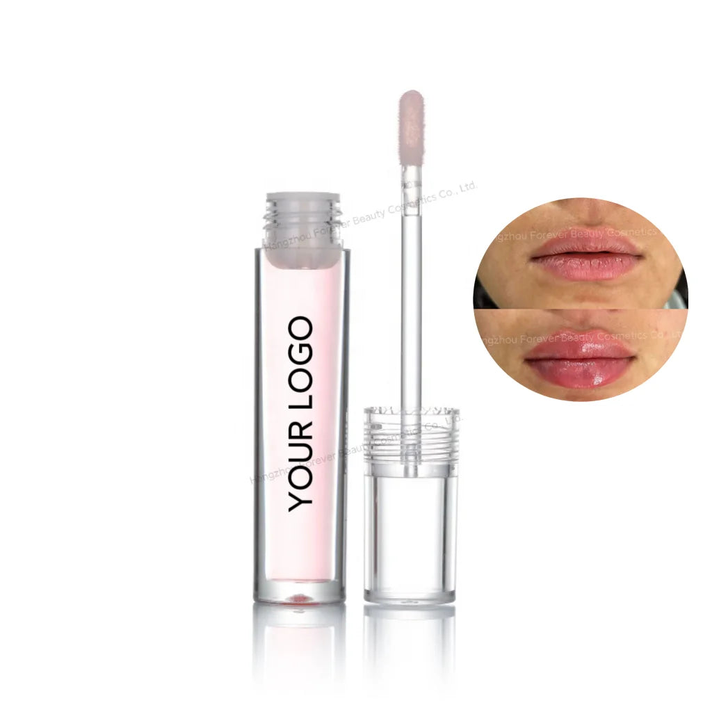 Wholesale Vegan Pink Nude Lip Enhancer with High Shine Custom Logo Lip Plumping Gloss Organic Liquid Moisturizer