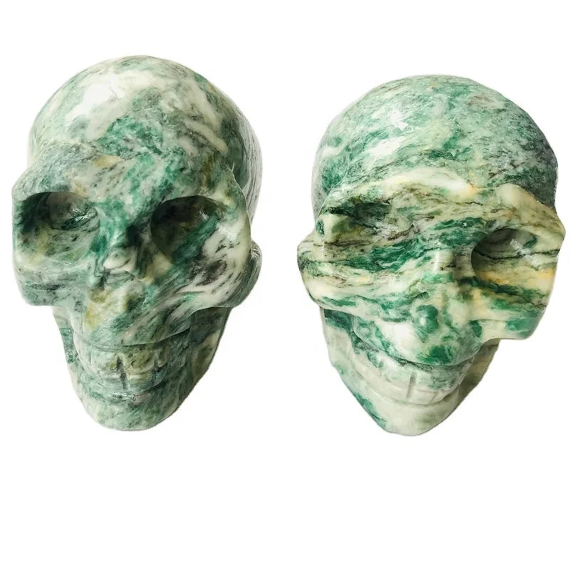 XiuYan Jade Skulls Healing Crystal Stones Nephrite Head Skulls Carvings
