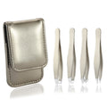 Girl Gift Fast Tweezers Private Label Black Gold Eyebrow Tweezers with Pu Rose Glod Bag