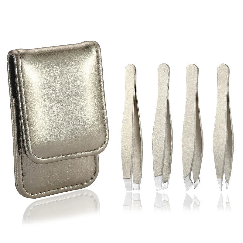 Girl Gift Fast Tweezers Private Label Black Gold Eyebrow Tweezers with Pu Rose Glod Bag