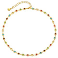 Fashion Design Creative Handmade Beaded Necklace Square 18K Gold Colorful Zircon Necklace for Women