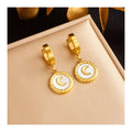 New Trendy Tarnish Free 18k Gold Plated 316l Stainless Steel Gold Moon Drop Earrings