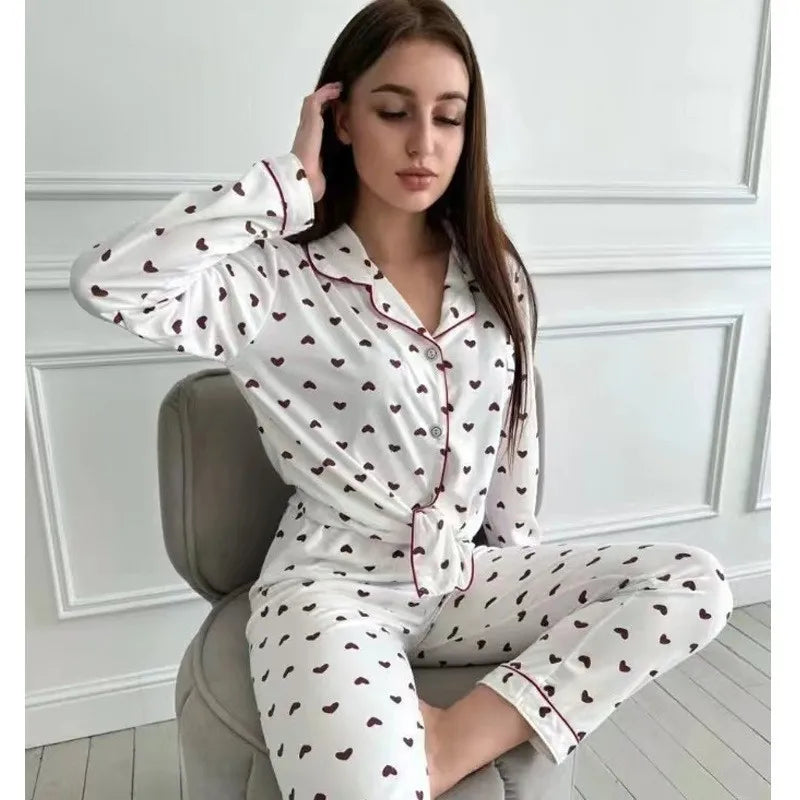 Sfy-Y949 High Quality Women'S Clothing Breathable Print Long Sleeve Trousers Plus Size Home Wear Women'S Casual Pajamas Set