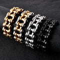 22MM Wide Men's Heavy Motorcycle Enamel Bracelet Retro Bicycle Gold Plated Stainless Steel Pave Chain Personalized Bracelet