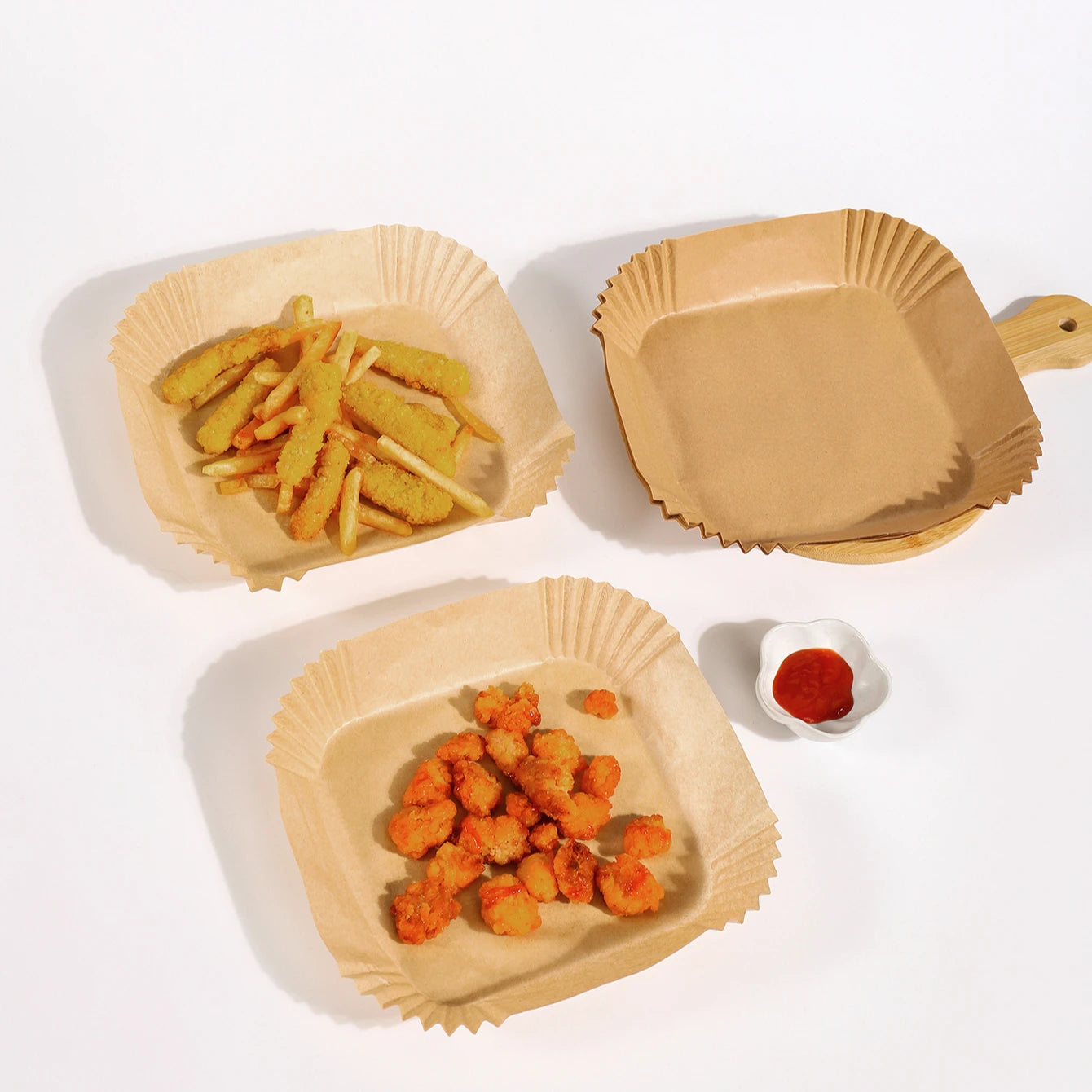 Hot Selling 2025 Food Grade Silicone Plain Color 20cm*20cm* Height 4.5cm 50pcs square Moulds Air Fryer Liner