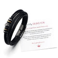 Stainless Steel Logo Laser Love You Forever Leather Bracelet with Gift Cards