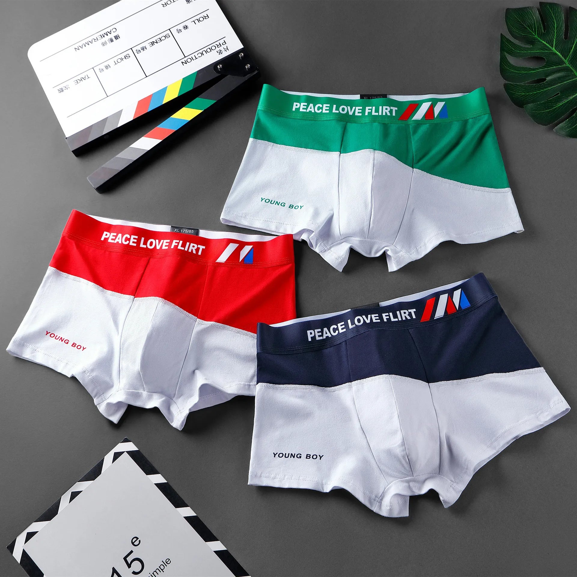 Factory Manufacture Basic Boxer Underwear for Men Custom Logo Mid-Rise Breathable Knitted Fabric Printed Pattern Thick Cotton
