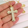 NZ1206 18k Glod Plated Brass CZ Mirco Pave Charms Cross  Christian Pendant Necklaces Religion for Men Lady