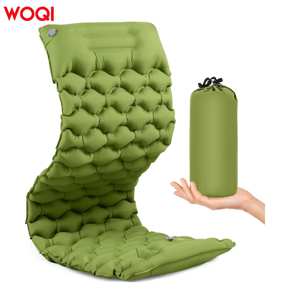 WOQI 4 Seasons TPU Waterproof Camping Backpack Camping Mat Cushion with Pillow-Foldable & Portable