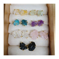 Luxury Delicate Multicolour Natural Stone Stud Earrings Irregular Gemstone Amethyst Raw Earrings for Women