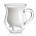 High Borosilicate Hot Selling 8oz 350ml Heat Resistant Double Wall Glass Cow Udder Tea Milk  Mug With Handle