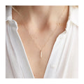 Fashion Jewelry Wholesale Rectangular 14k Gold Plated Necklace Vintage Stainless Steel Blank Vertical Bar Pendant Chain Necklace