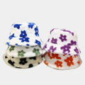 Wholesale Fall Winter Plush Flowers Versatile Warm Flower Print Fisherman Boonie Hats Women Lady Girl Faux Fur Furry Bucket Hat