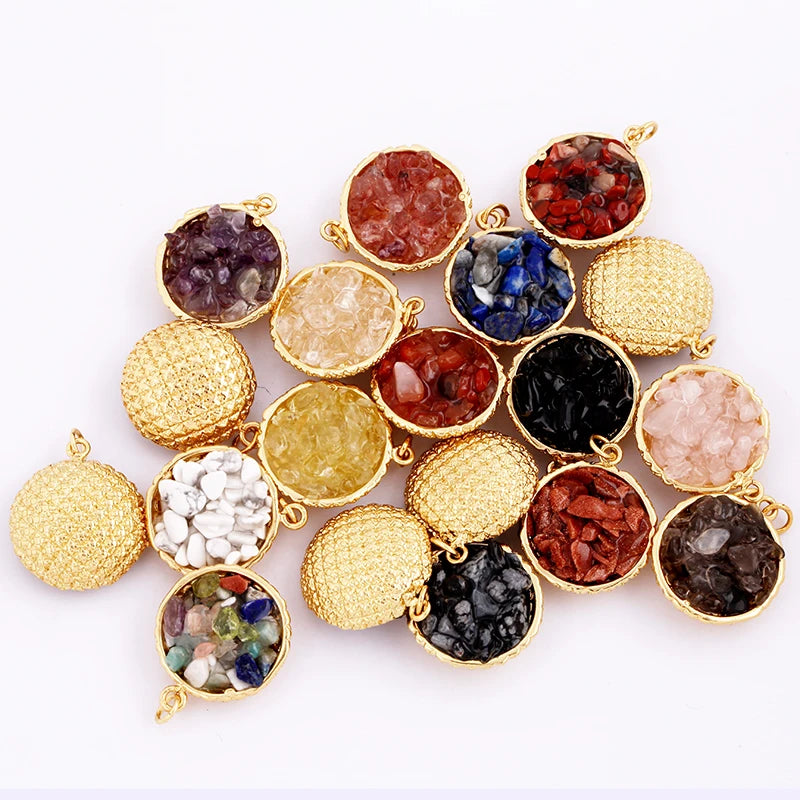 New Style Multi Color Stone Charm Pendant18K Real Gold Plated Jewelry Necklace Bracelet Accessories Supplies M15