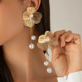 Fashion Flower Petal Long Tassel Drop Earrings for Women 2025 Trend Gold Plated Hollow Pendant Earring Wedding Jewelry Gifts