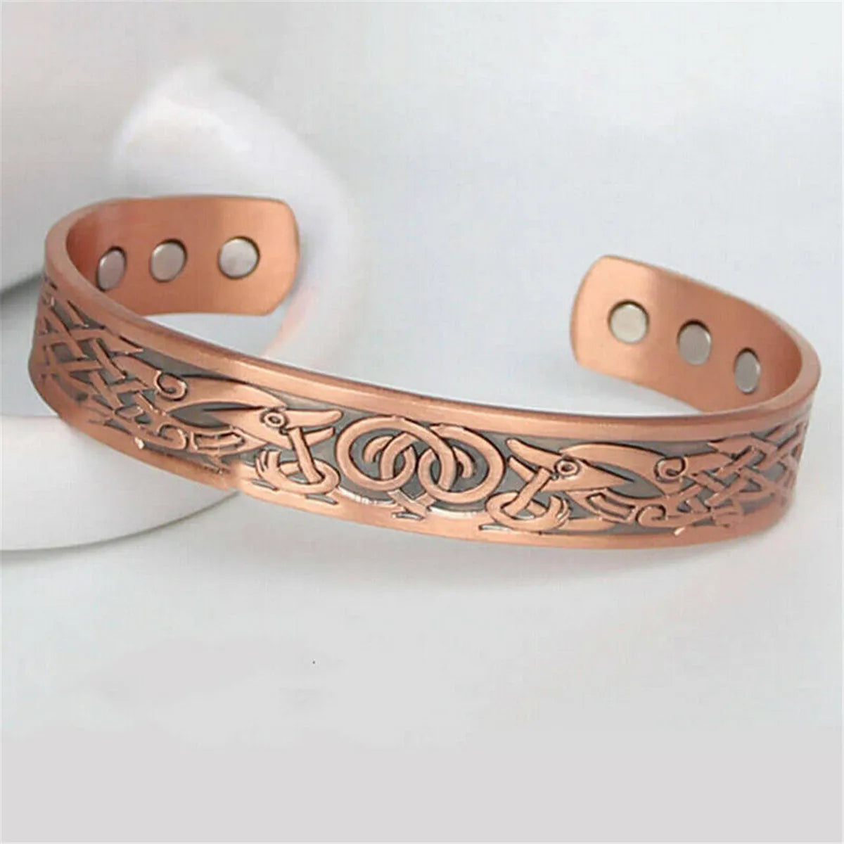 Vintage Nordic Solid Copper Unisex Magnetic Healing Therapy Bracelet Fashion Bangle for Arthritis Relief